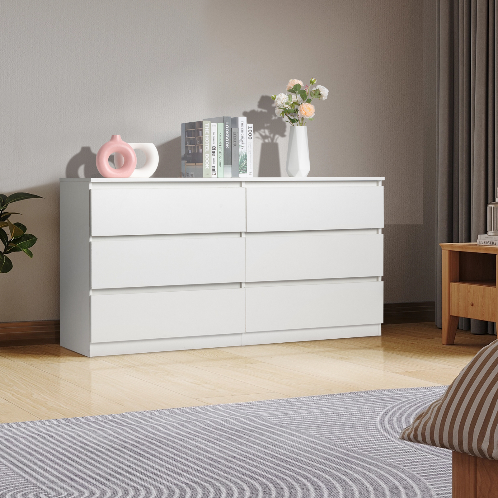 6 Drawer Dresser Double Storage Chest of Drawers Dresser for Bedroom  Livingroom | eBay