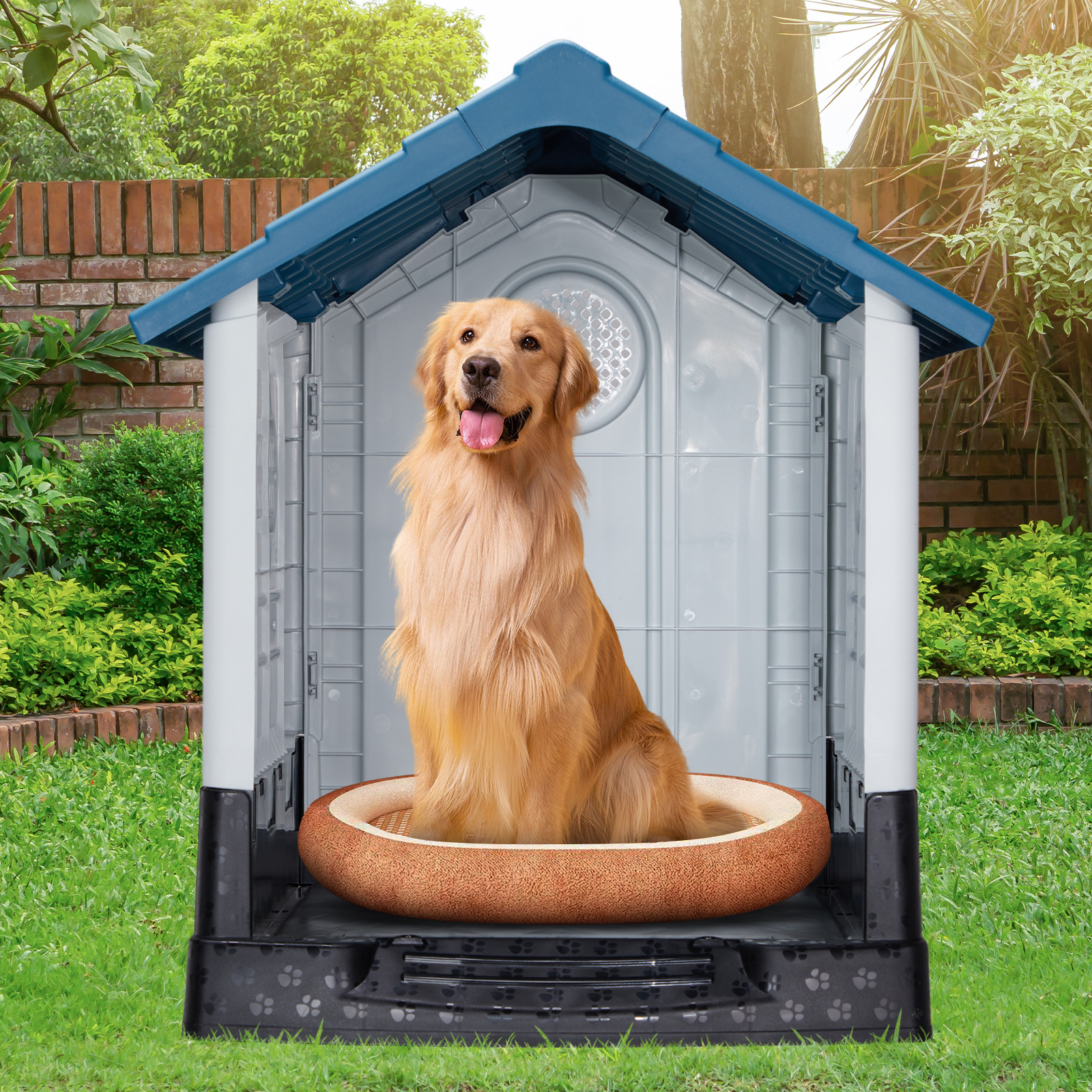Plastic Dog House Pet Dog Kennel Water Resistant with Air Vents