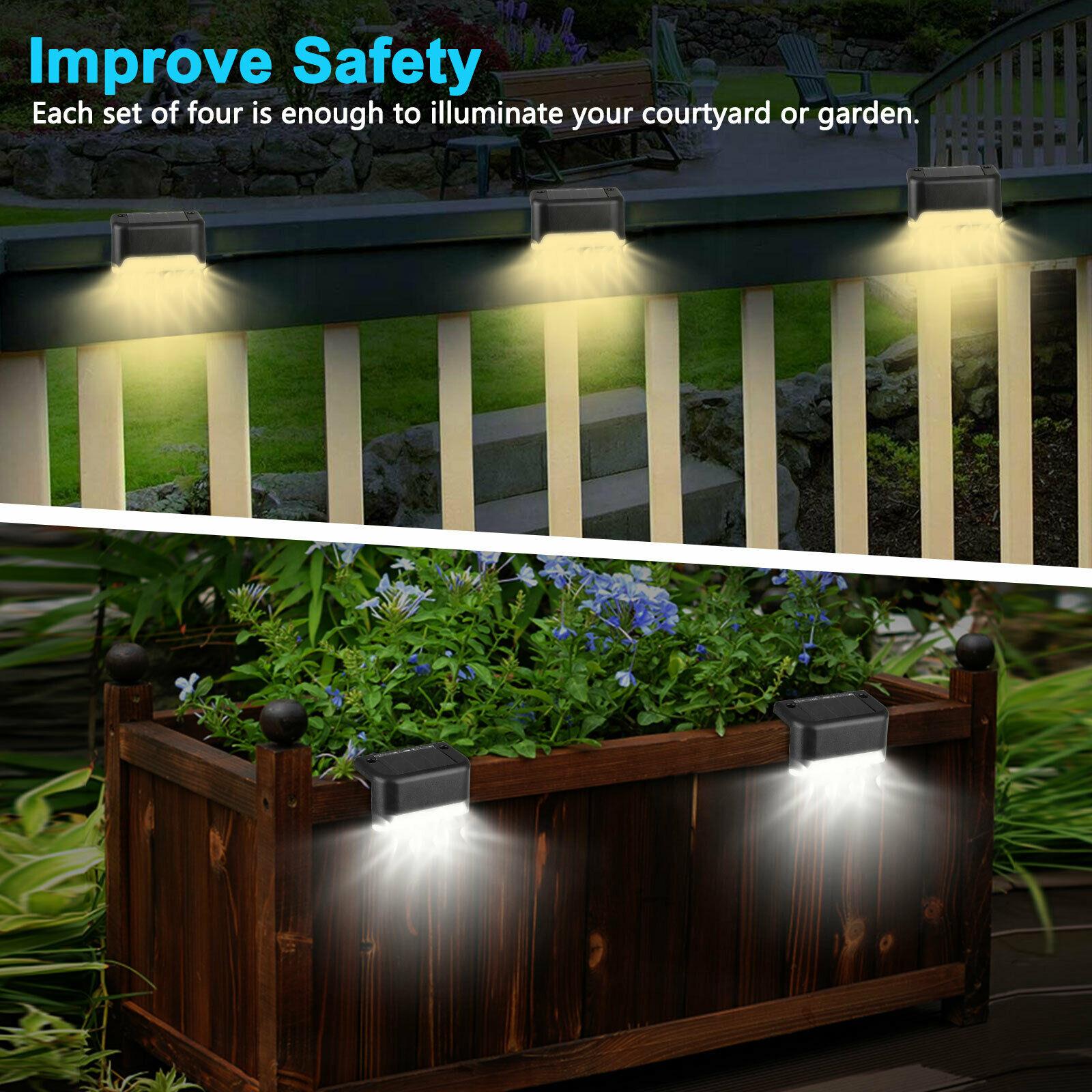 4x Bright Solar LED Deck Lights Outdoor Garden Patio Railing Decks Path