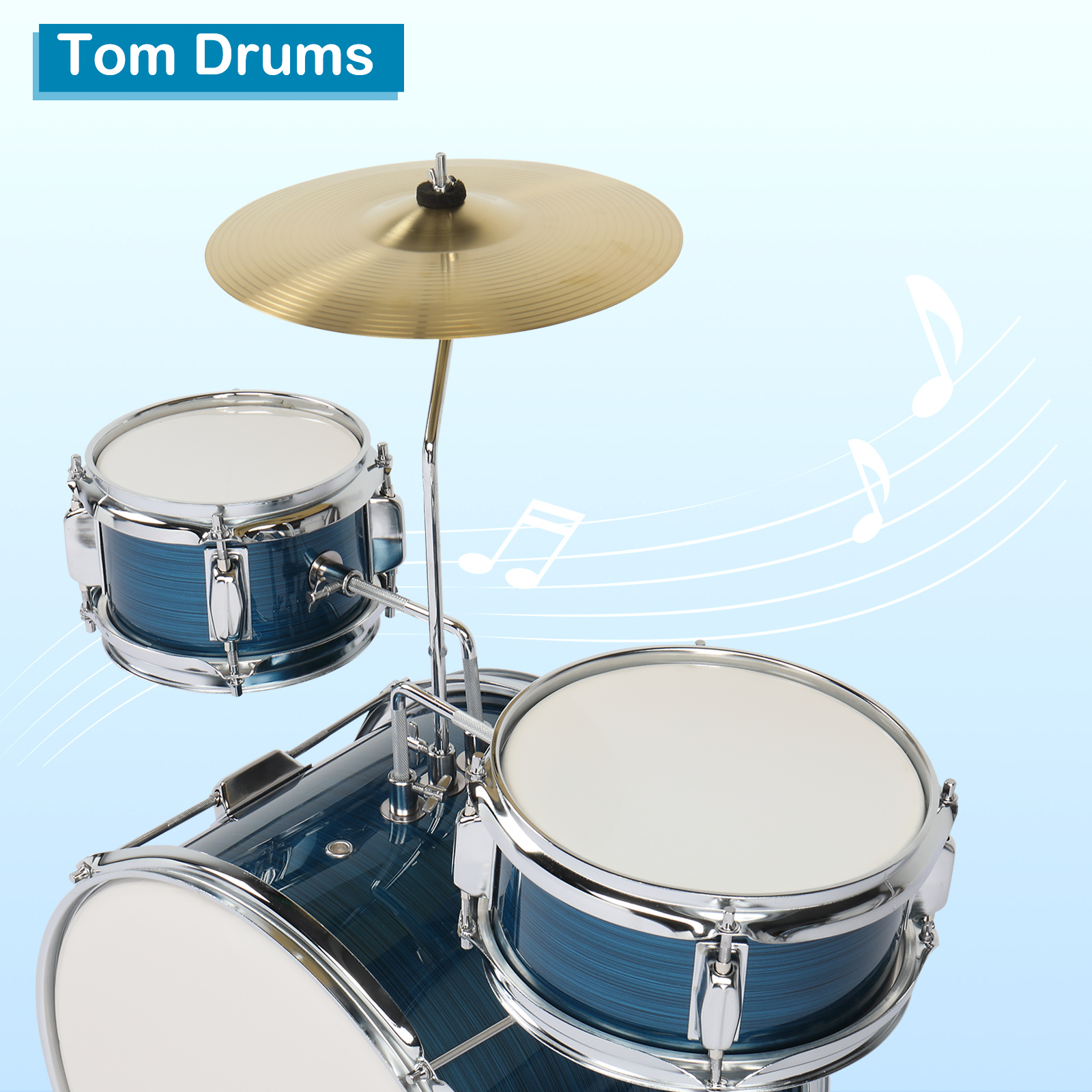 5-Piece Junior Starter Drum Kit with Cymbals, Hardware, Sticks