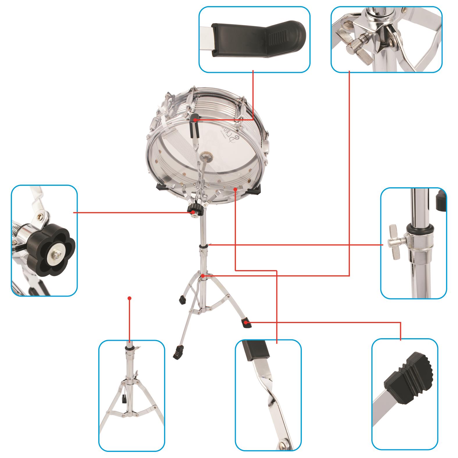 Xmas day Snare Drum Stand Chrome Hardware Extended Height Silver UK eBay