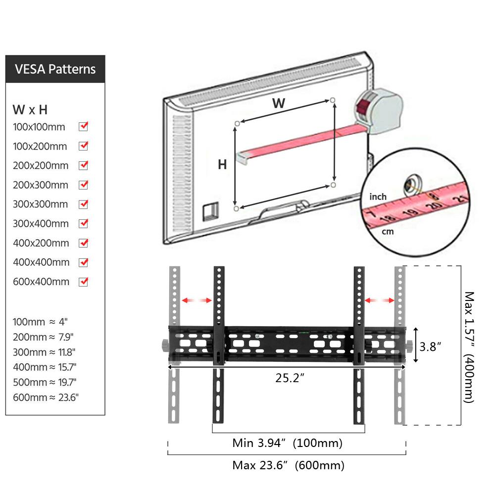 TV Wall Mount Bracket Fixed 43 49 50 55 60 70 Inch LCD LED Plasma Spirit Level