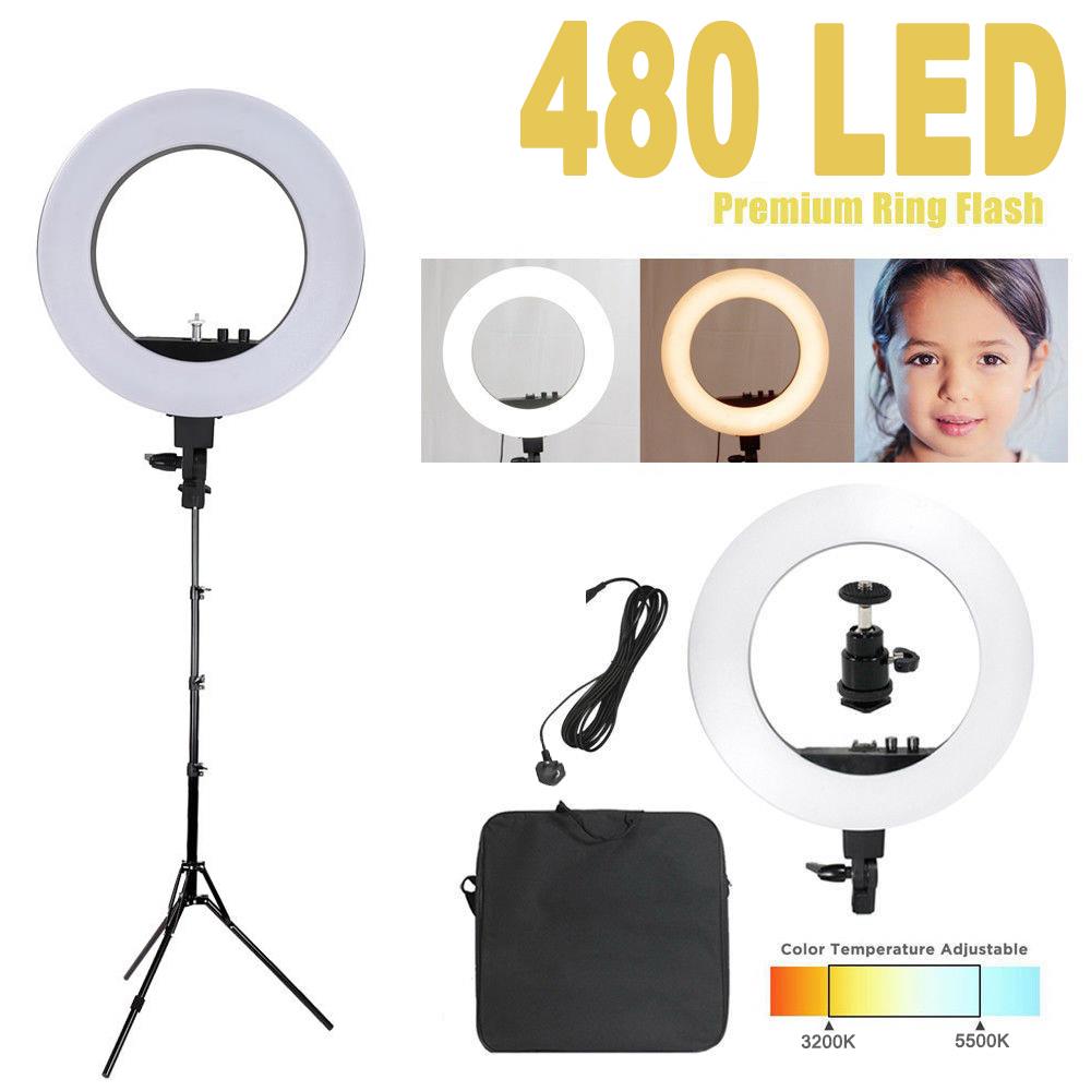 Studio 18" 480 LED Photo Video Ring Light + Camera Phone Holder