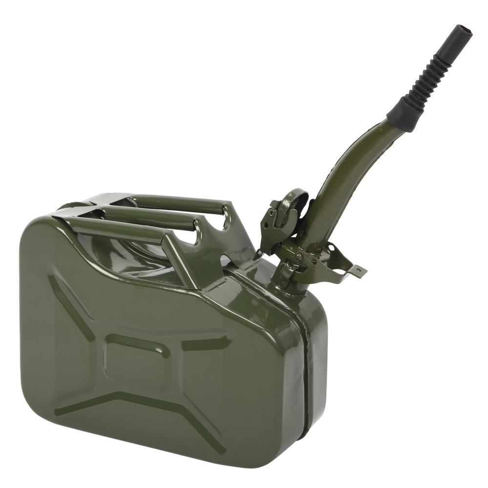 ASC 20L Green Metal Jerry Can With Spout – Diesel, Petrol, Oil – Military-Style Fuel Container