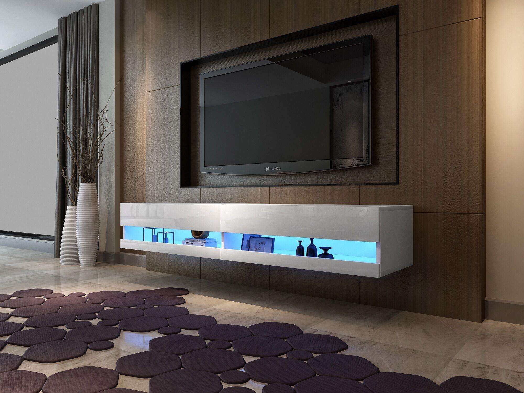 high gloss floating tv stand