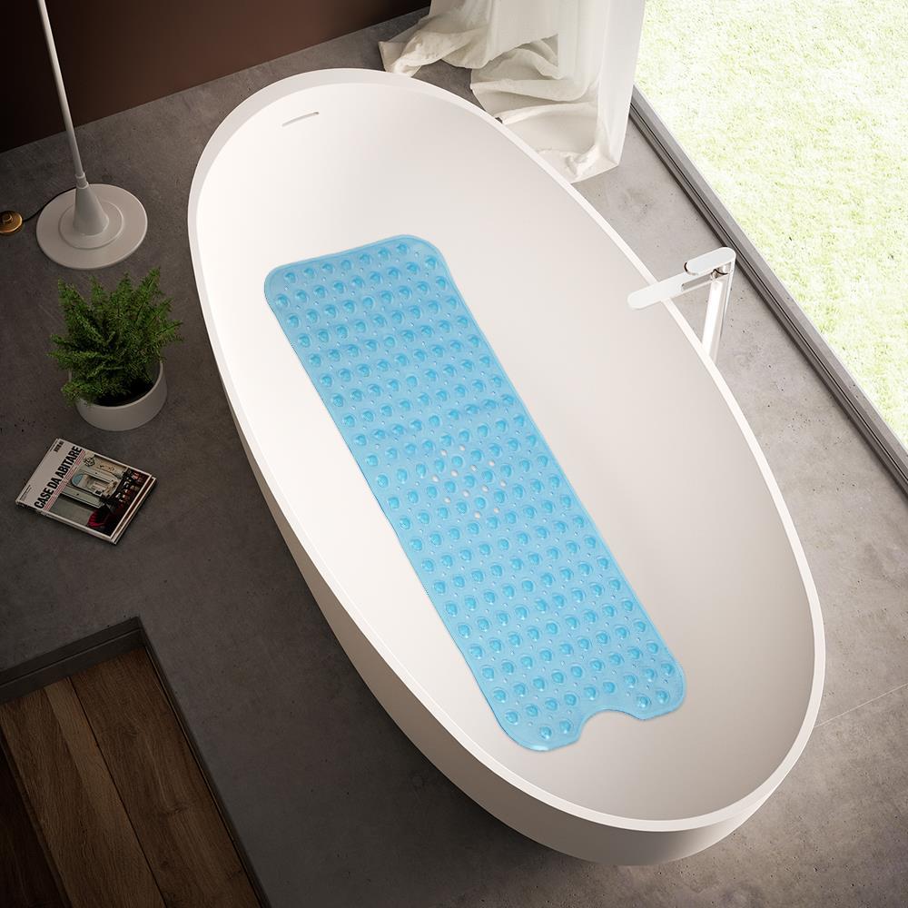 Non Slip Mats Tub Mat Extra Long Anti Slip Bathroom Shower Clear Bathtub Blue Ebay