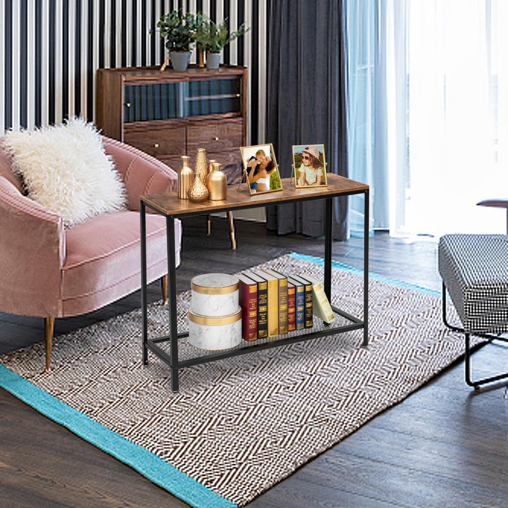 Tabla de consola de sofá industrial Lateral Marco de Metal Estante de