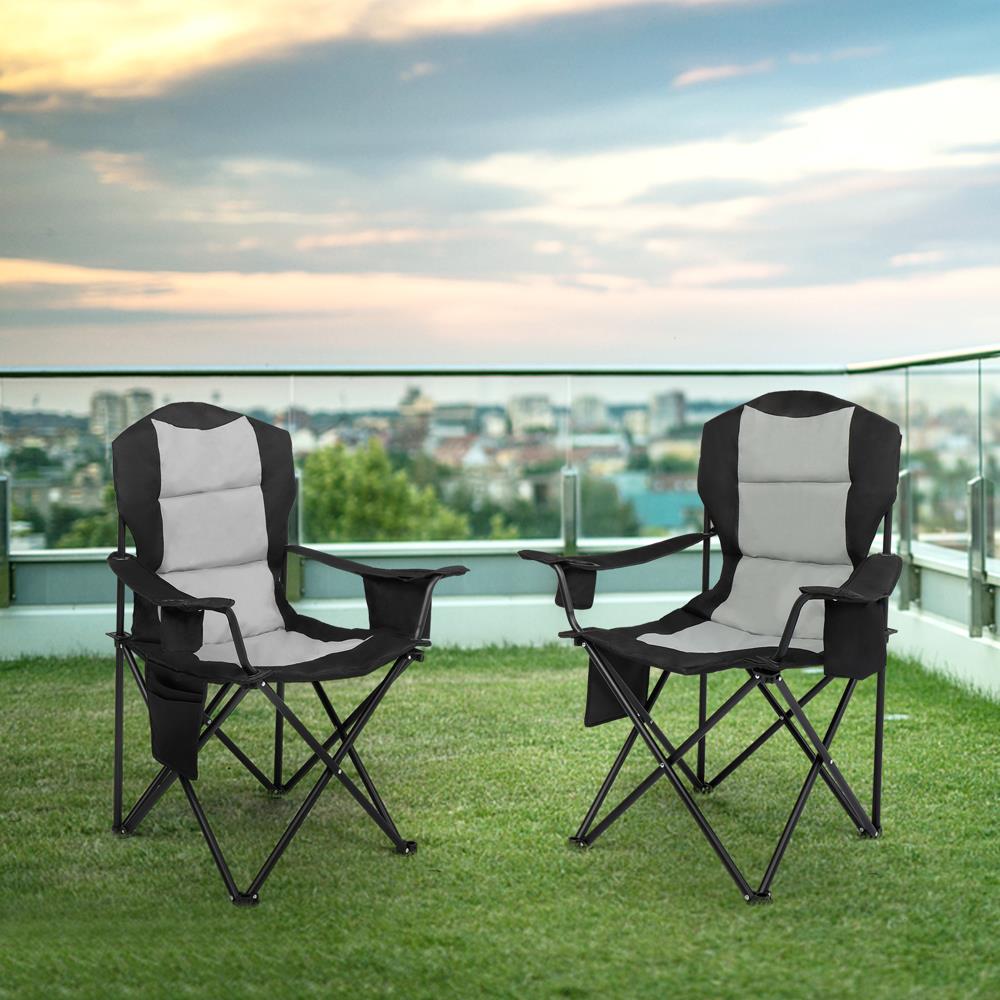 LANMOUNTAIN Camping Chair – High Back Folding Chair With Cup Holder & Cooler Bag | Heavy Duty For Beach, Hiking, Picnics