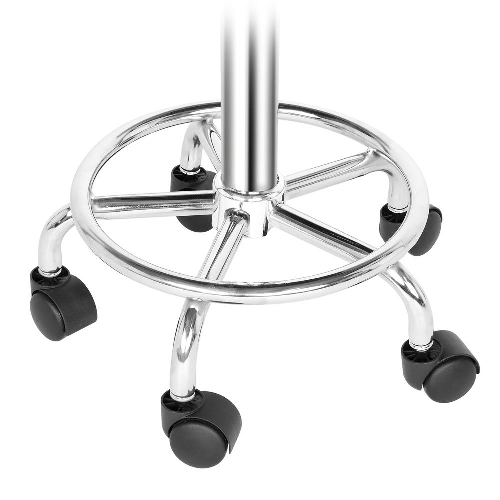 KKTONER Drehstuhl Rollhocker Mit Lehne – Höhenverstellbar (70,2–81,6 Cm), Weiß, PU-Leder, Max. 136 Kg