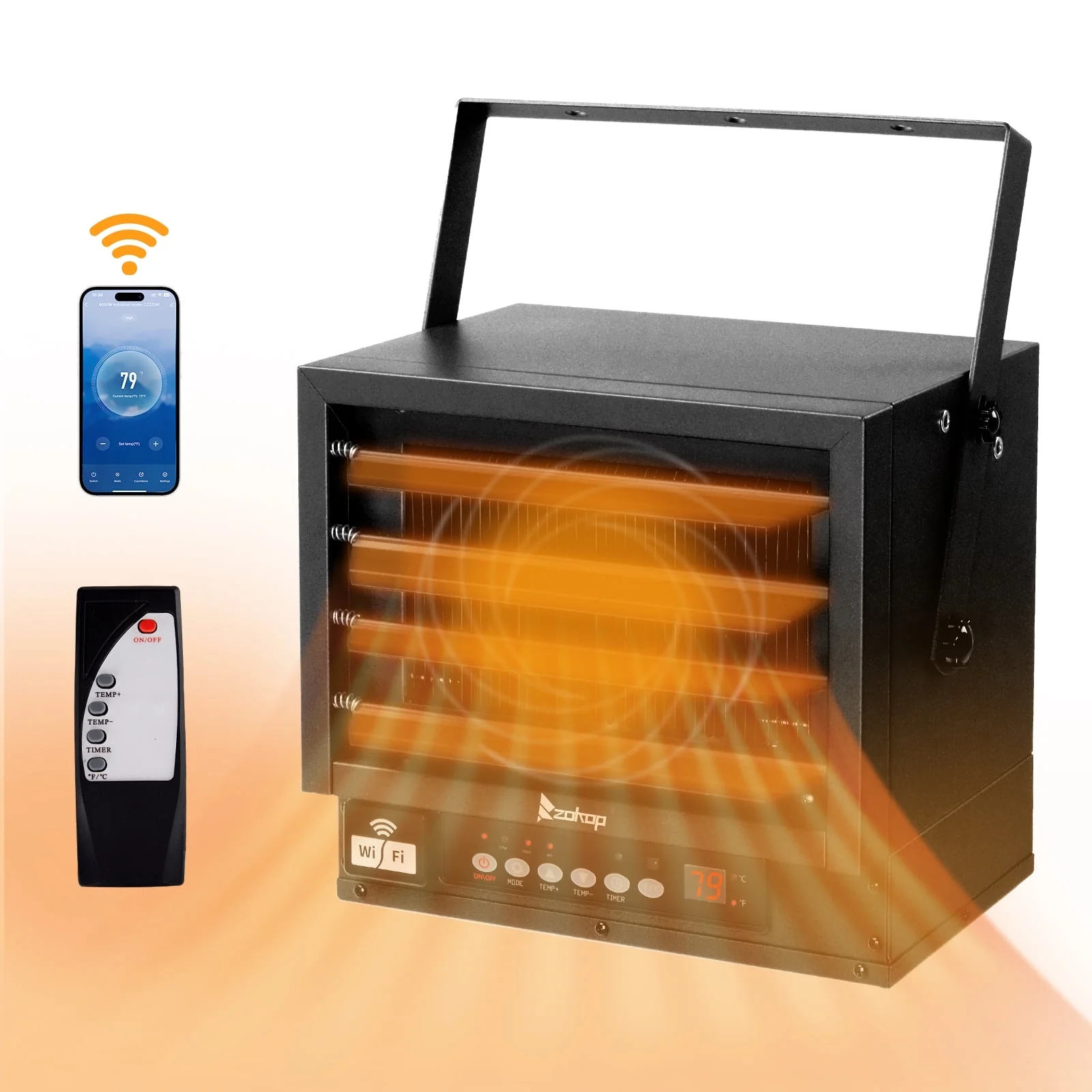 ZOKOP Electric Garage Heater, 6000W Digital with Wifi Remote