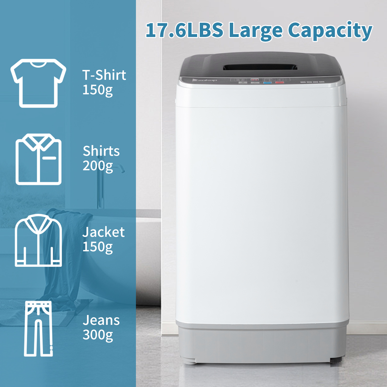 【新品】solol - washi ZOKOP Home 280W 17.6lbs Full Automatic Washing Machine Clothing