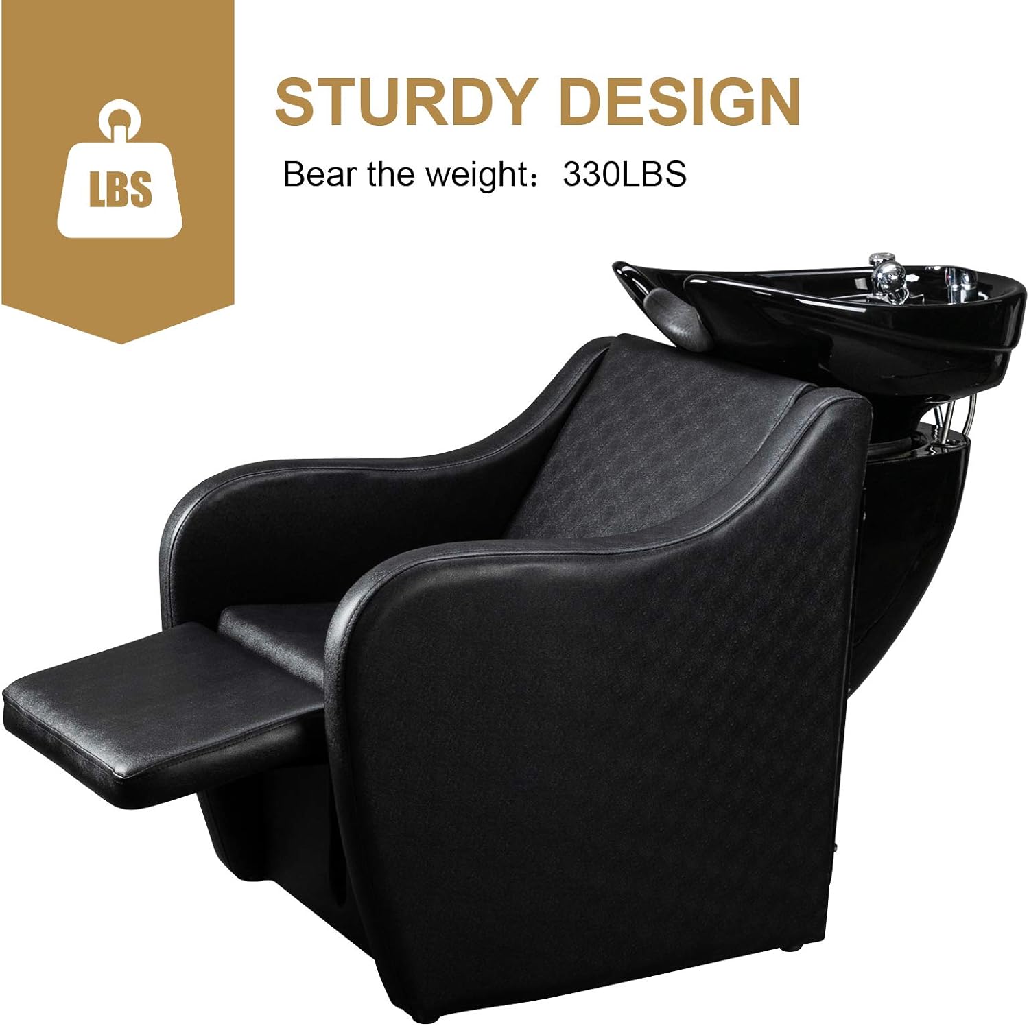 Salon Shampoo Backwash Chair with Ceramic Bowl with Adjustable