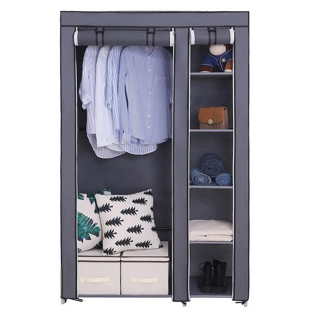 Armoires en Tissu Organisateurs de Garde-Robe Portables avec 5 tringles à vêtements, 8 étagères pour Chambre à Coucher, Salon à Assemblage Rapide,D Armoires en Tissu Organisateurs de Garde-Robe Portables avec 5 tringles à vêtements, 8 étagères pour Chambre à Coucher, Salon à Assemblage Rapide,D